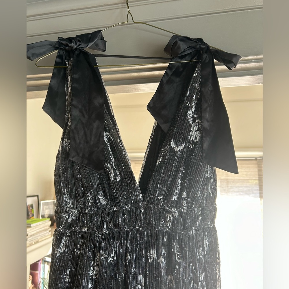 NWT Lulu’s Guest List Gorgeous Black Floral Tie-Strap Maxi Dress Formal Prom - Picture 5 of 7